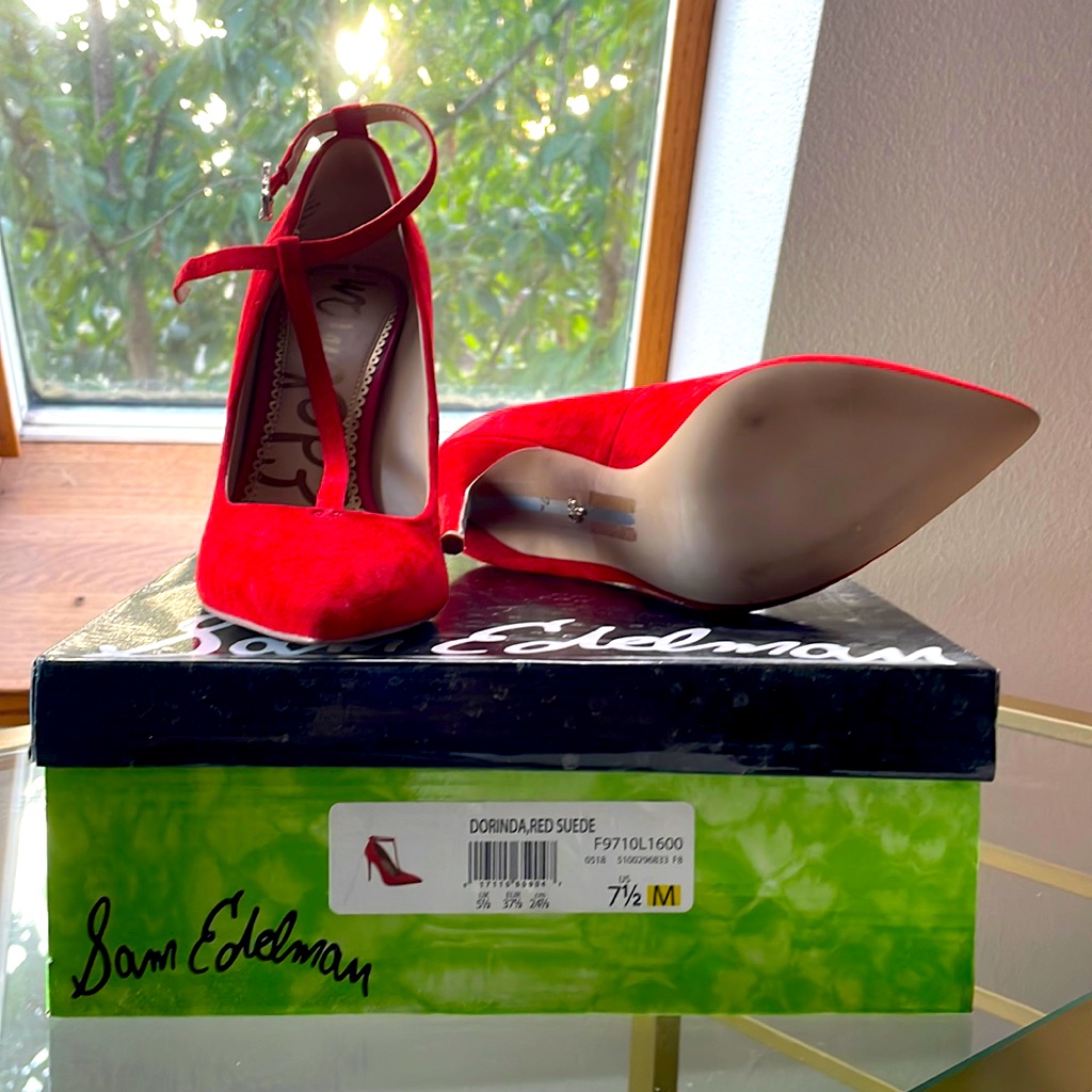 Red Suede High Heels